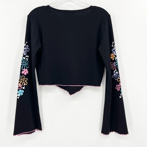 Dolls Kill X SpongeBob SquarePants Bell Sleeve Cropped Graphic Knit Tee - Picture 2 of 9